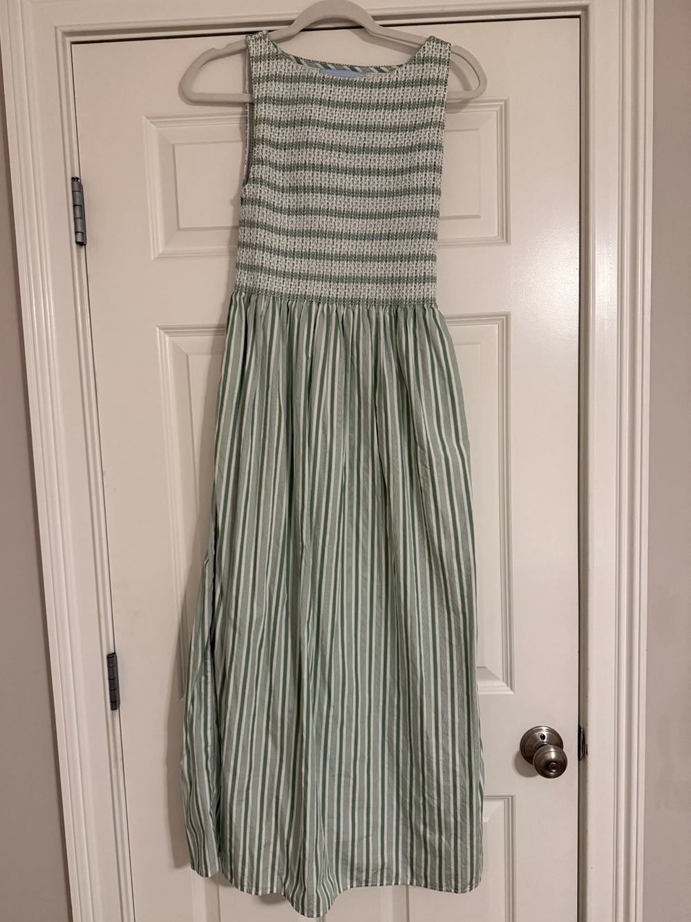 Hill House Cosima Dress in Green Apple Stripe NWOT XS